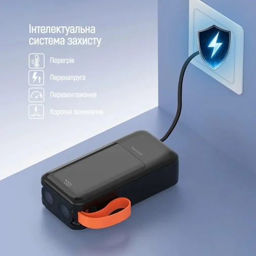Фото: Батарея універсальна ColorWay PowerHub 30000mAh 22.5W Built-in Cable Type-C/USB-A/Lightning/Micro USB (CW-PB300LP07BK) № 27 | KTC