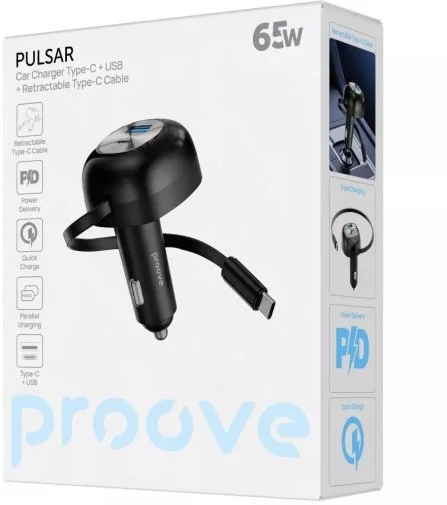 Фото: Автомобільний зарядний пристрій Proove Hammer Retractable Cable 65W Black (CCPR65110001) № 8 | KTC