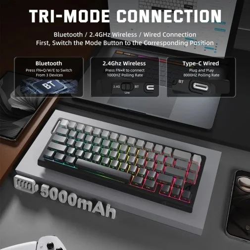Фото: Клавіатура Attack Shark X68 Pro HE WL/BT/USB Moonlit Night (X68PROHEML_AS) № 17 | KTC