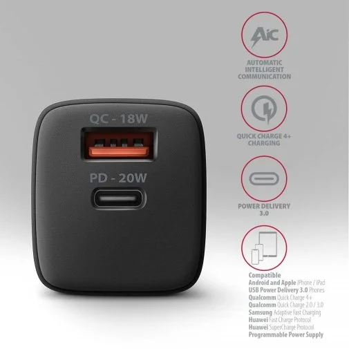 Фото: Зарядний пристрій Axagon ACU-PQ20 PD QC3.0 20W Black № 13 | KTC