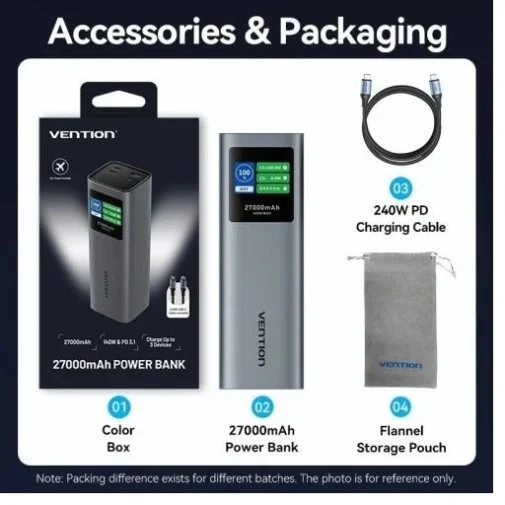 Фото: Батарея універсальна Vention FKEH0 27000mAh 140W Gray № 14 | KTC